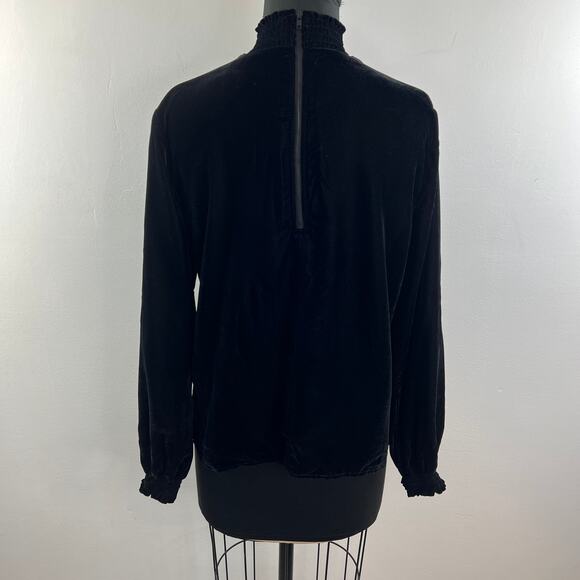 BAILEY 44 Black Velvet Choker V-Neckline Balloon Sleeve Blouse Top Shirt Size S - Picture 7 of 10